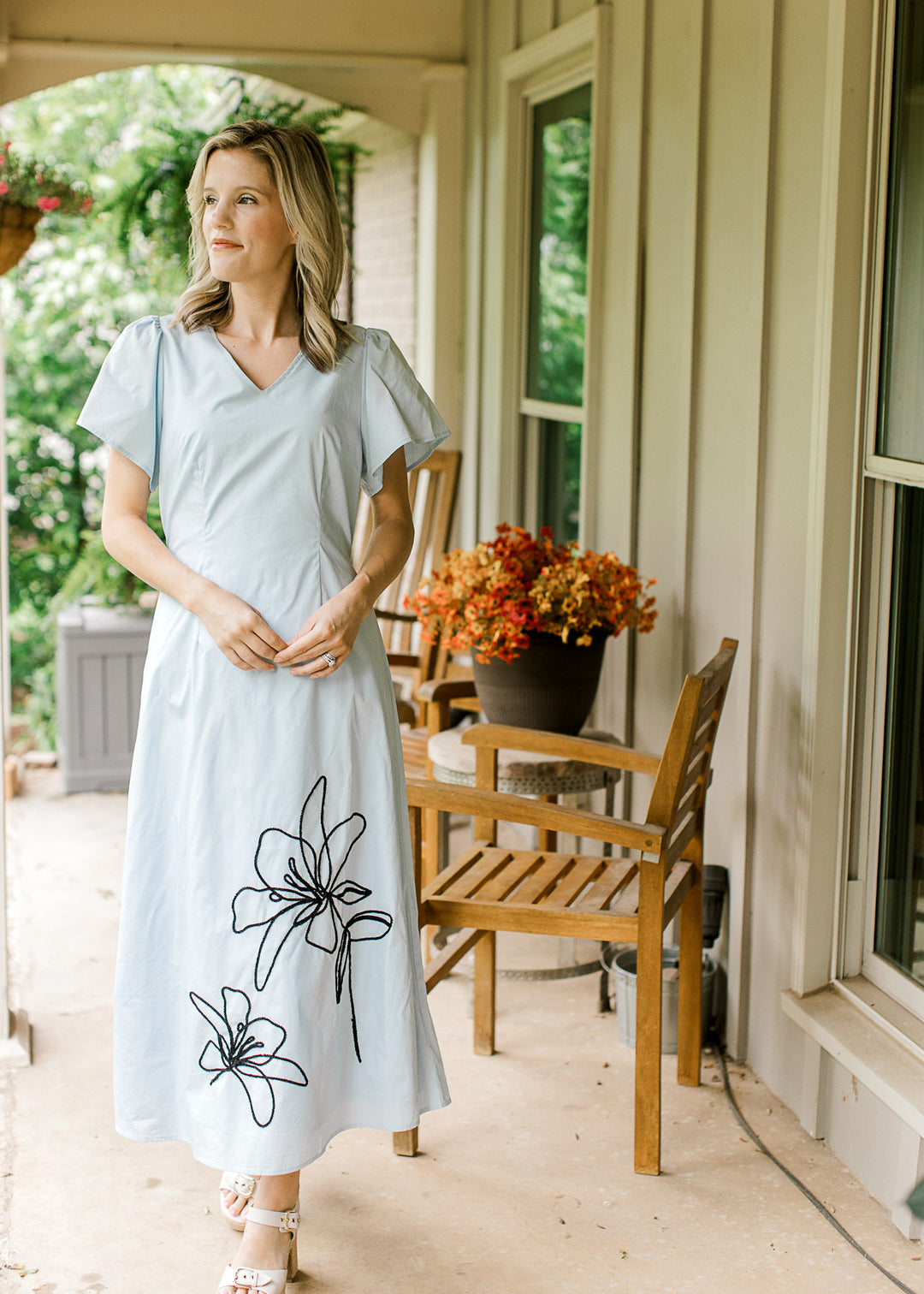 Light Blue Single Flower Dress