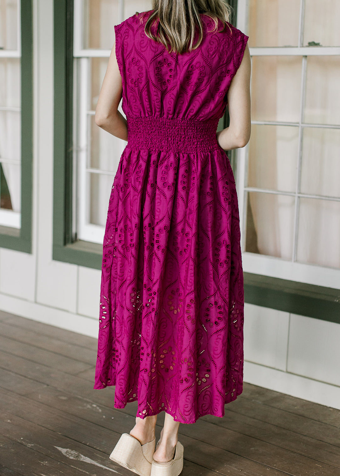 Magenta Cut Lace Dress