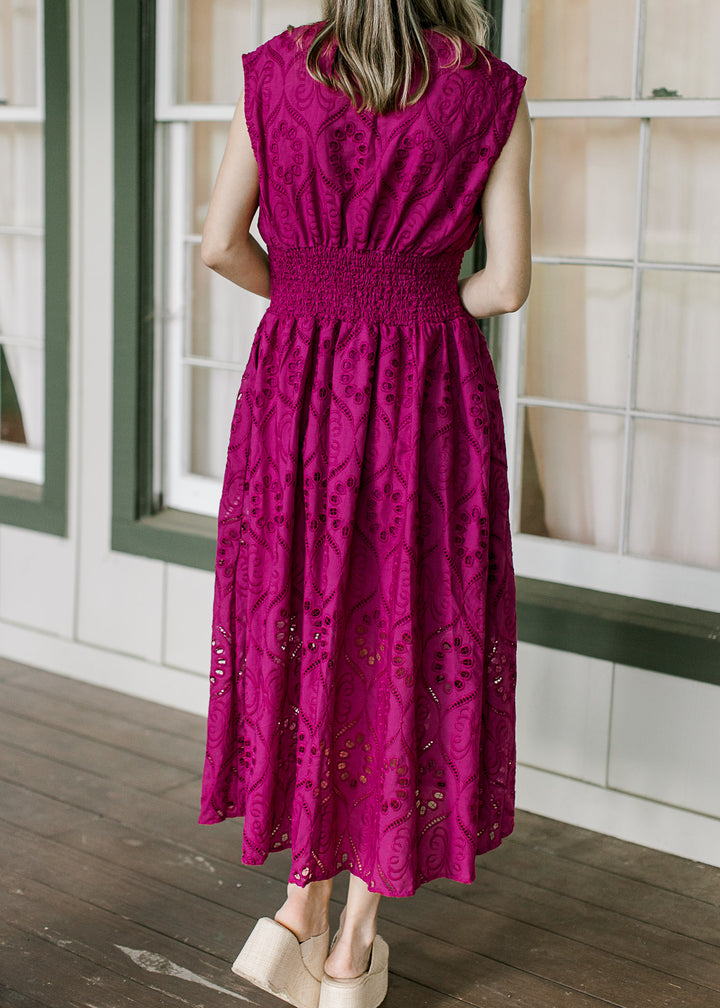 Magenta Cut Lace Dress