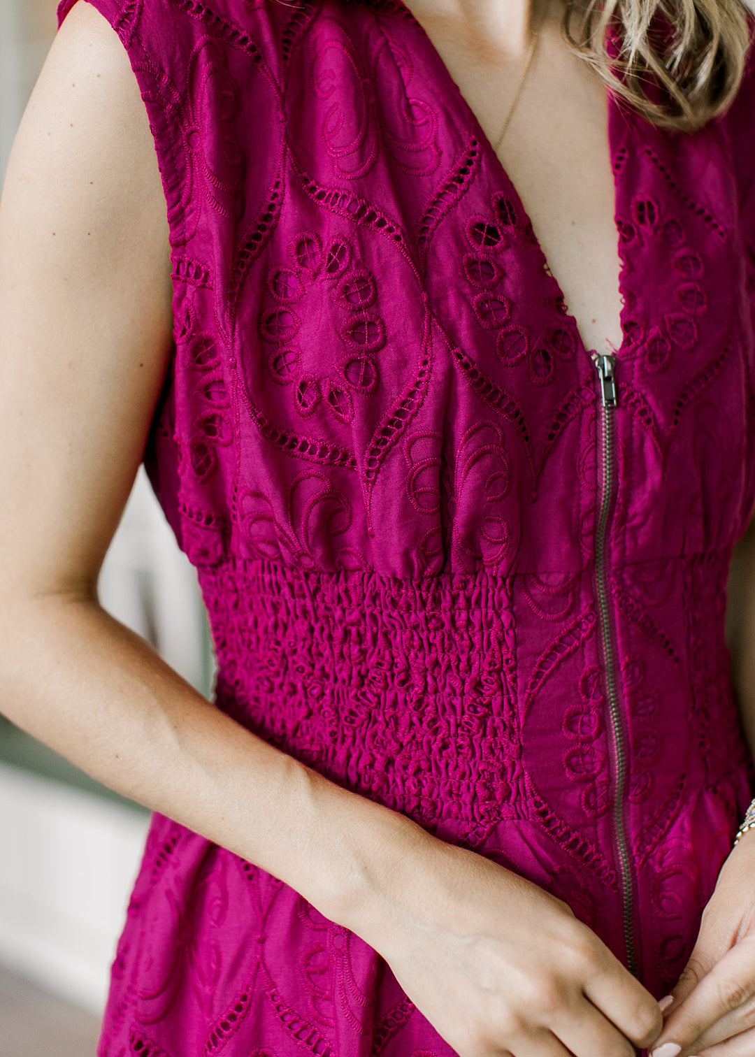 Magenta Cut Lace Dress