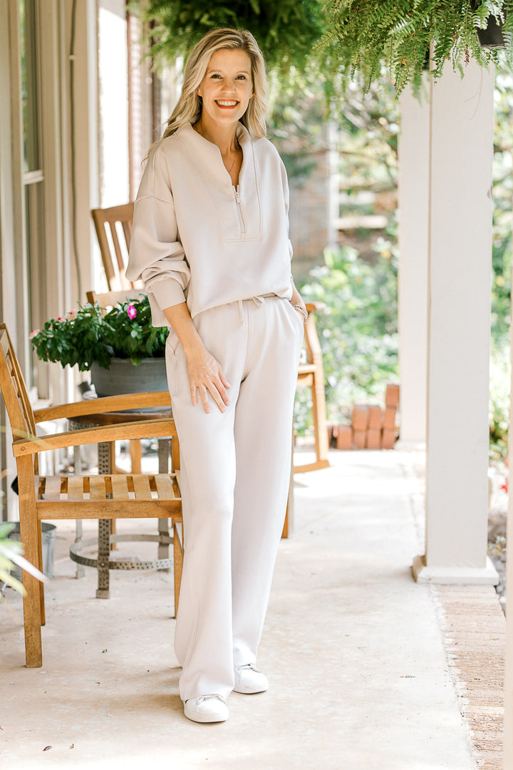 Mocha cream quarter zip set