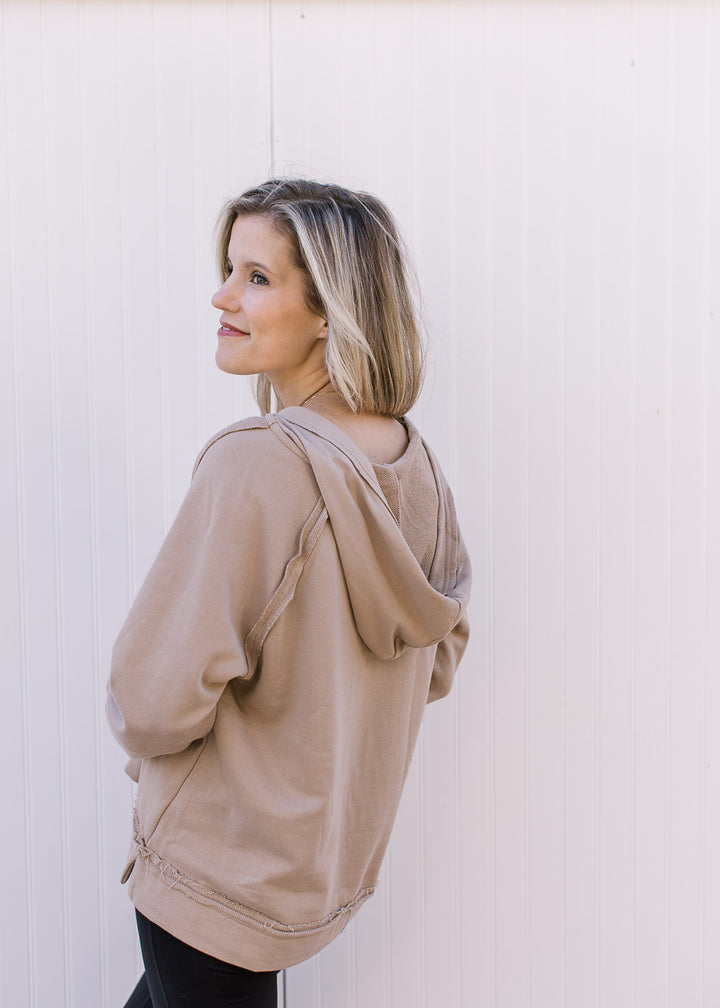 Mocha V-Neck Sweatshirt