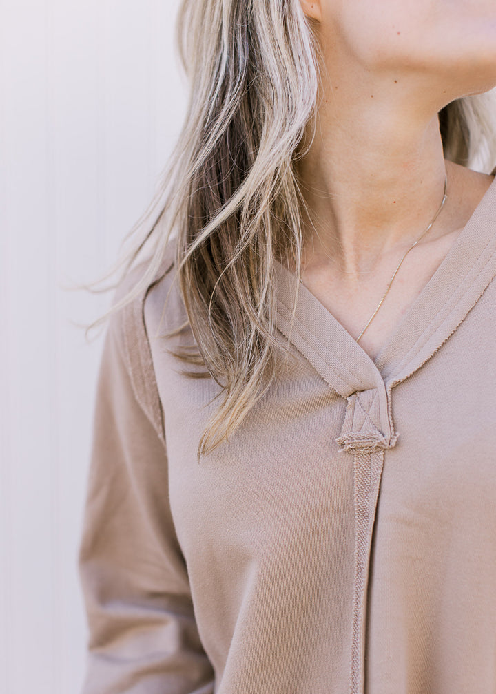 Mocha V-Neck Sweatshirt
