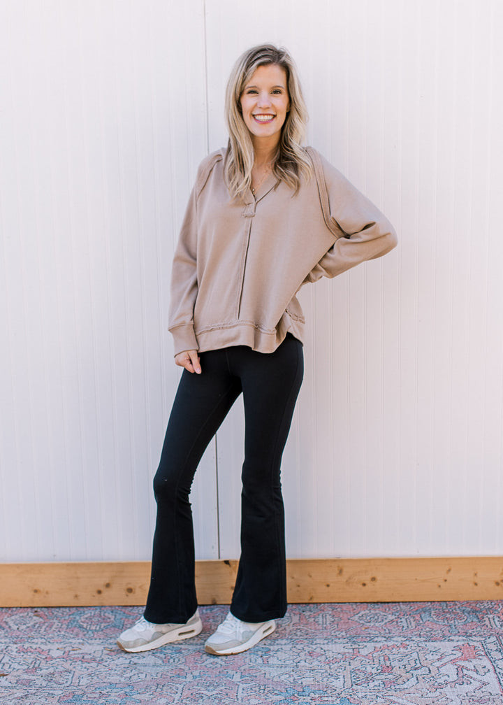 Mocha V-Neck Sweatshirt