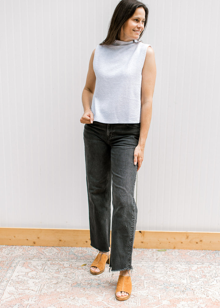 Mock Neck Shoulder Detail Top