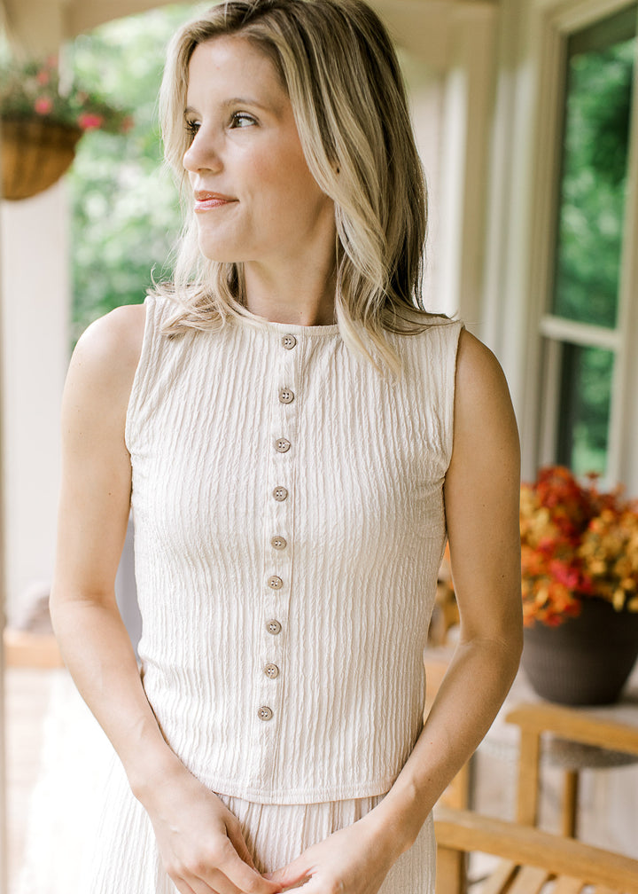 Oatmeal Button Pant Set