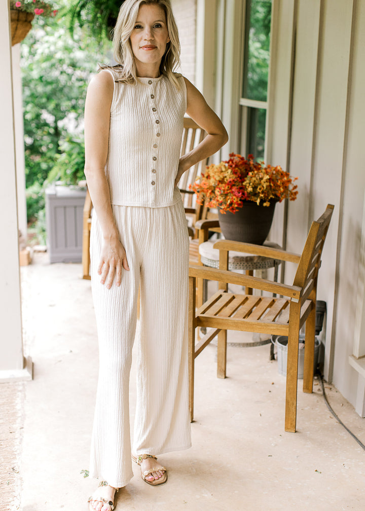 Oatmeal Button Pant Set