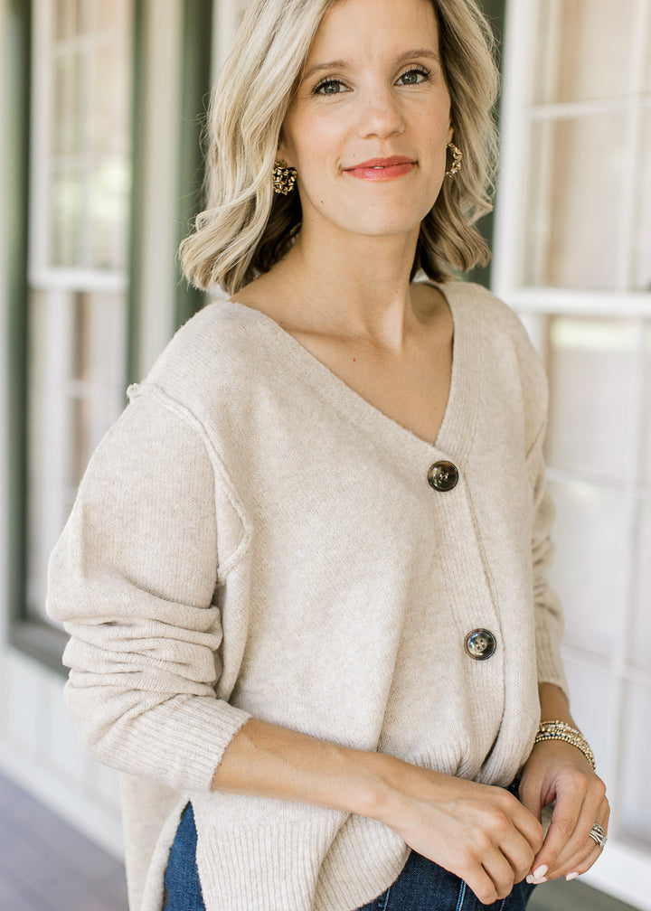 Oatmeal Hi Low Cardigan