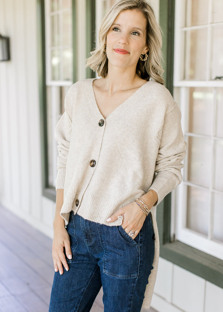 Oatmeal Hi Low Cardigan