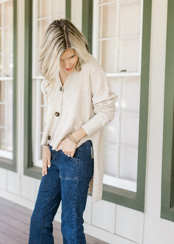 Oatmeal Hi Low Cardigan