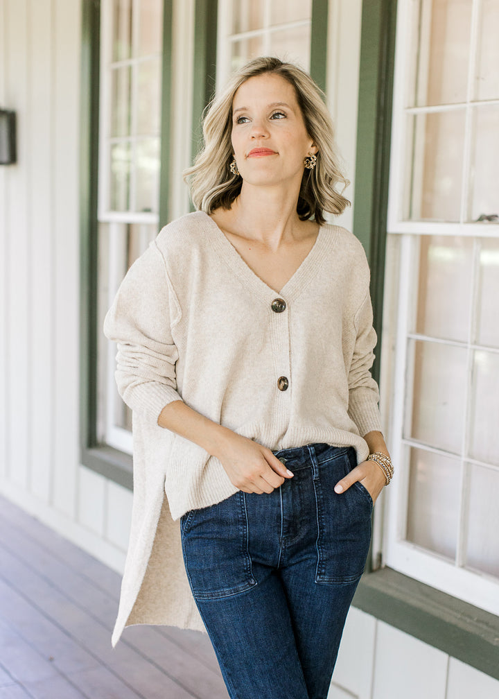 Oatmeal Hi Low Cardigan