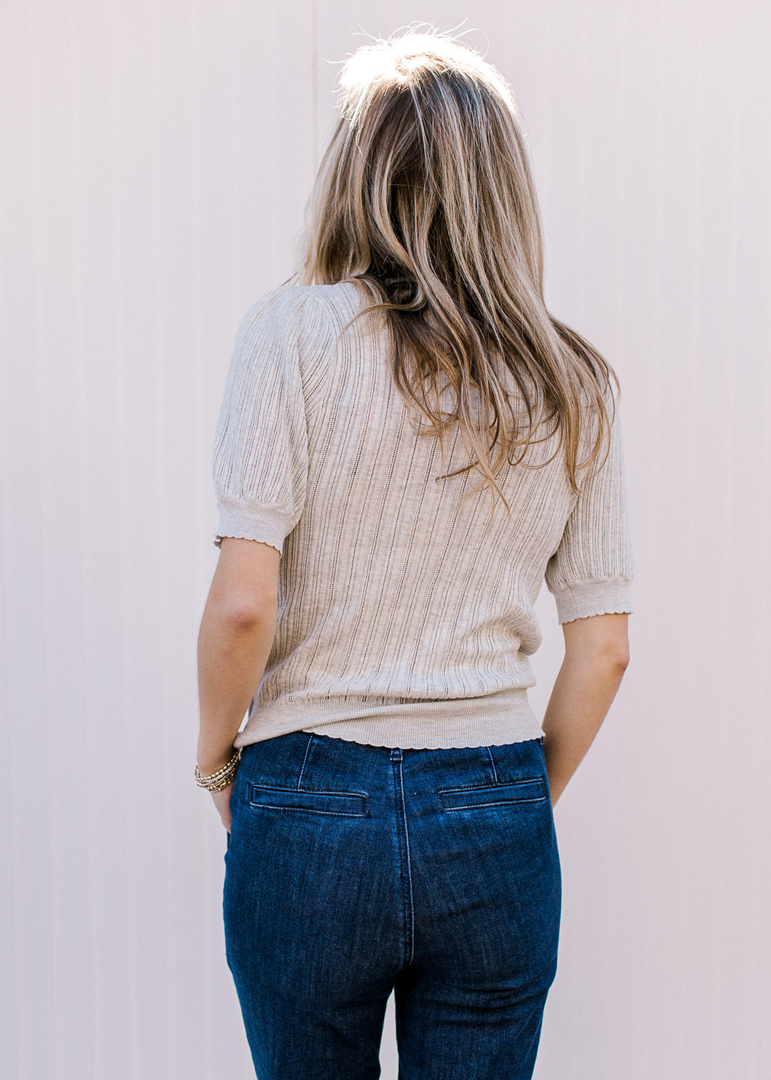 Oatmeal Short Sleeve Sweater