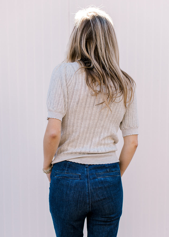 Oatmeal Short Sleeve Sweater