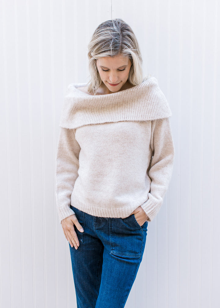 Oatmeal Wide Neck Sweater