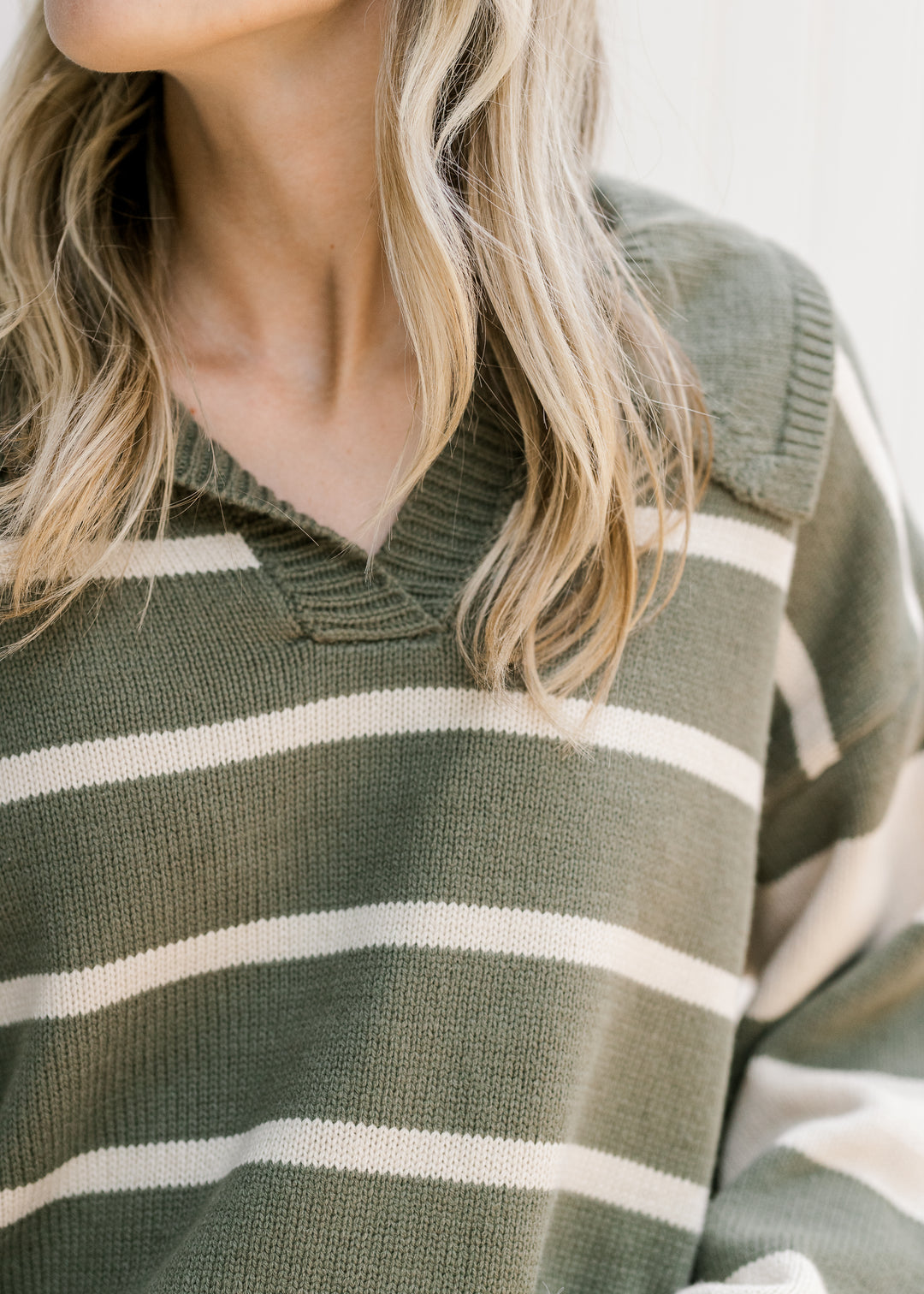 Olive Varsity Stripe Sweater