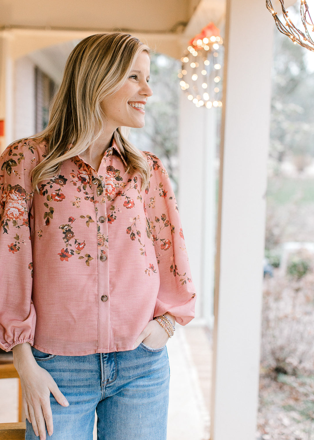 Peachy Floral Spray Top