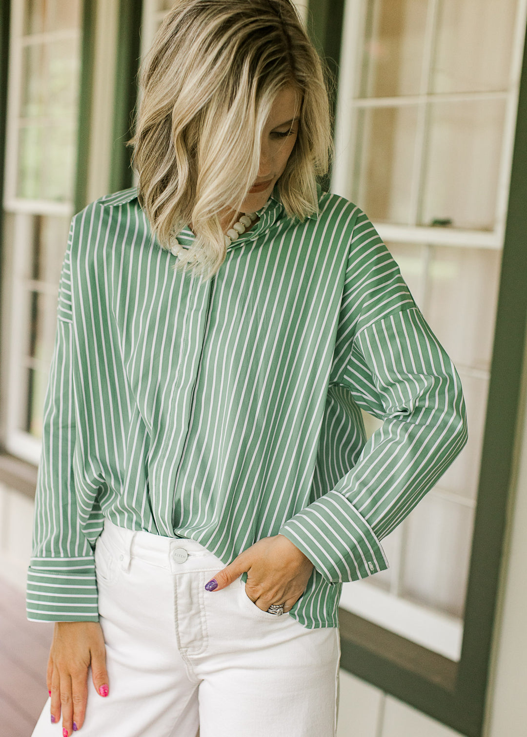 Pistachio Stripe Top