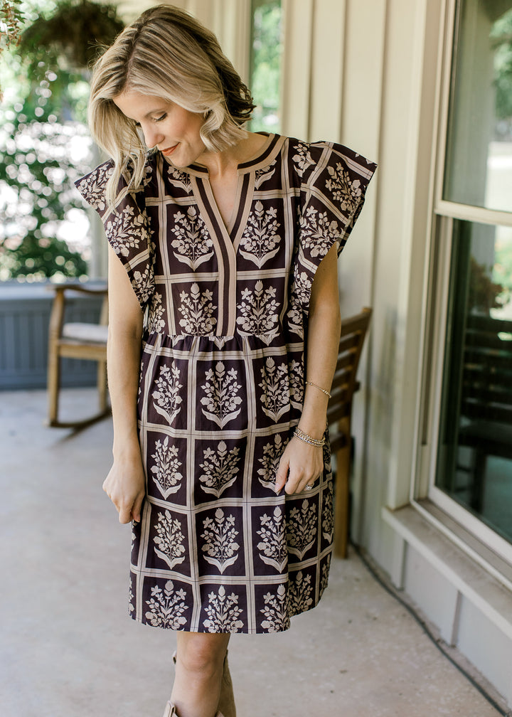Plum Window Frame Floral Dress
