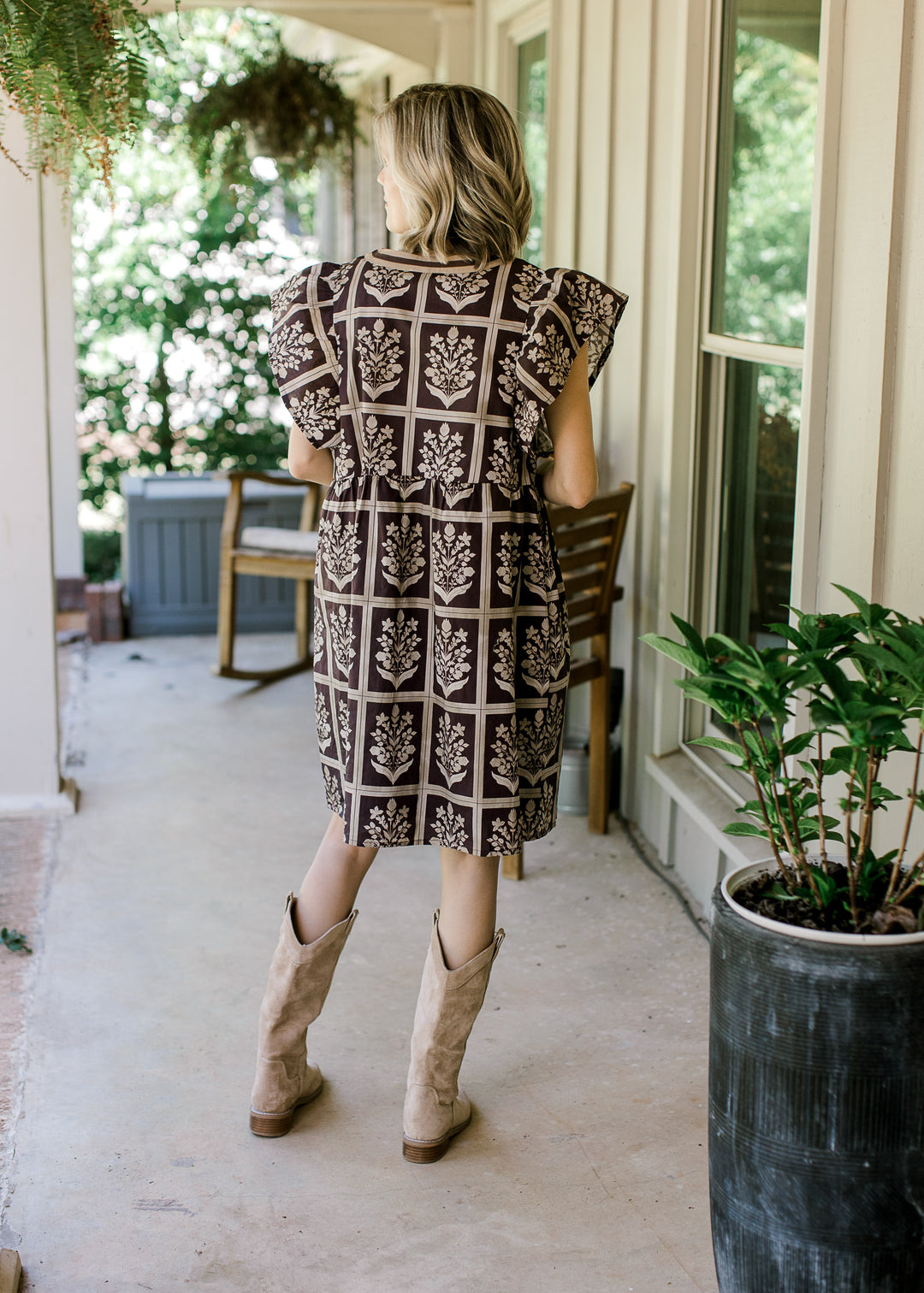 Plum Window Frame Floral Dress