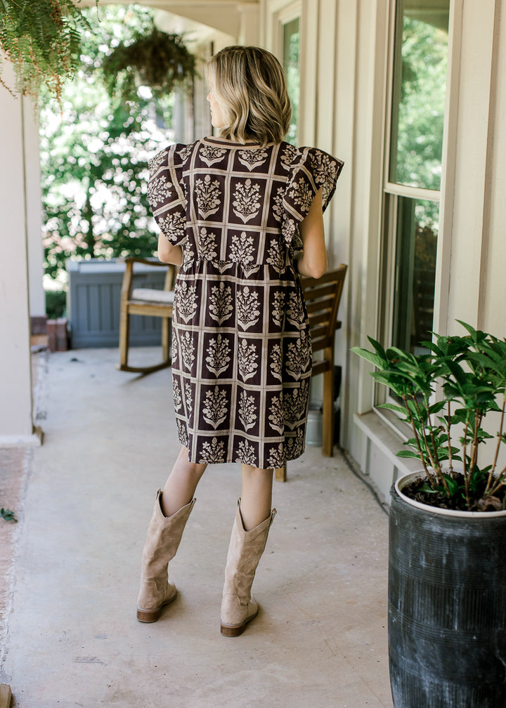 Plum Window Frame Floral Dress