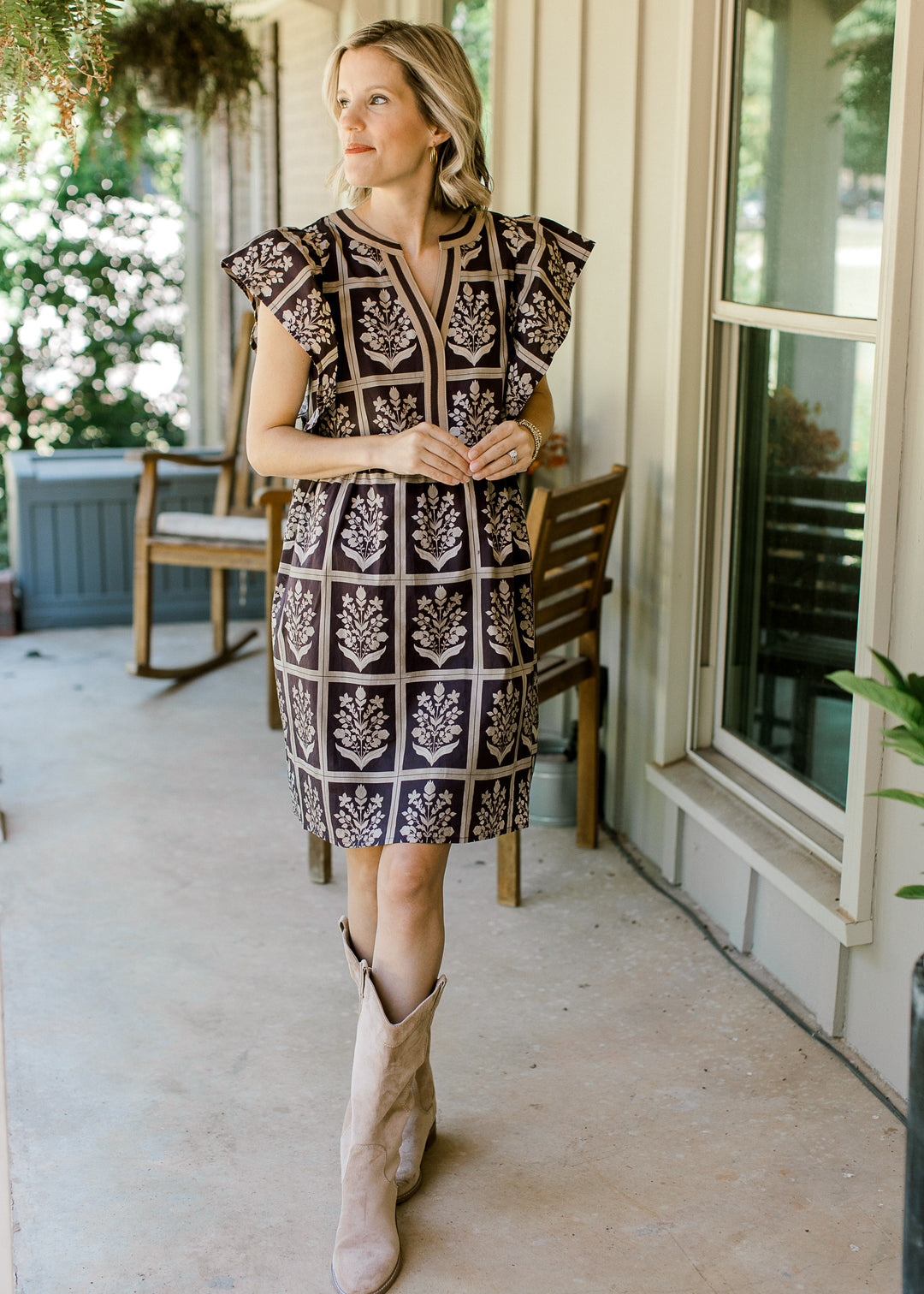 Plum Window Frame Floral Dress