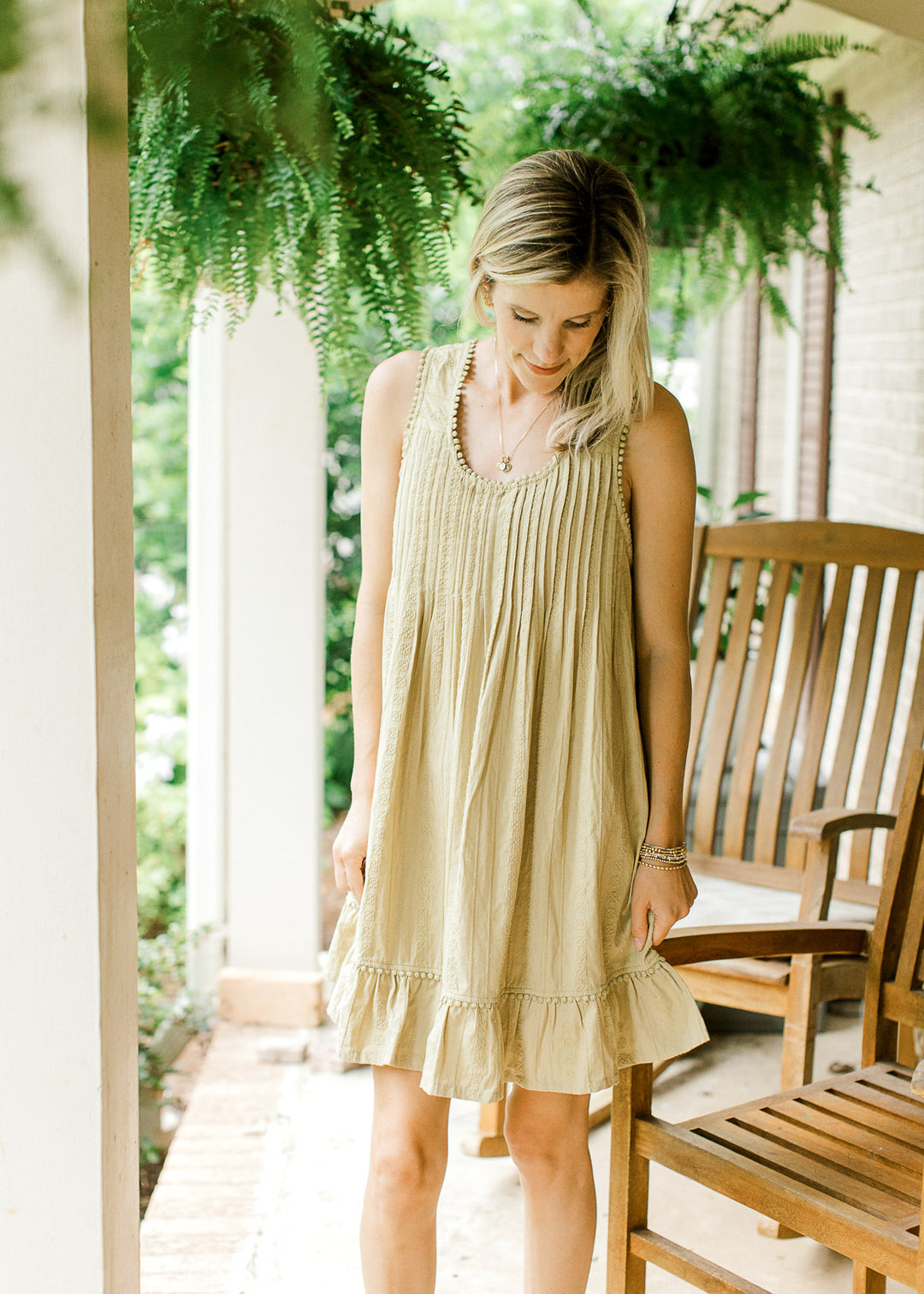 Pretty Pleats Embroidered Dress