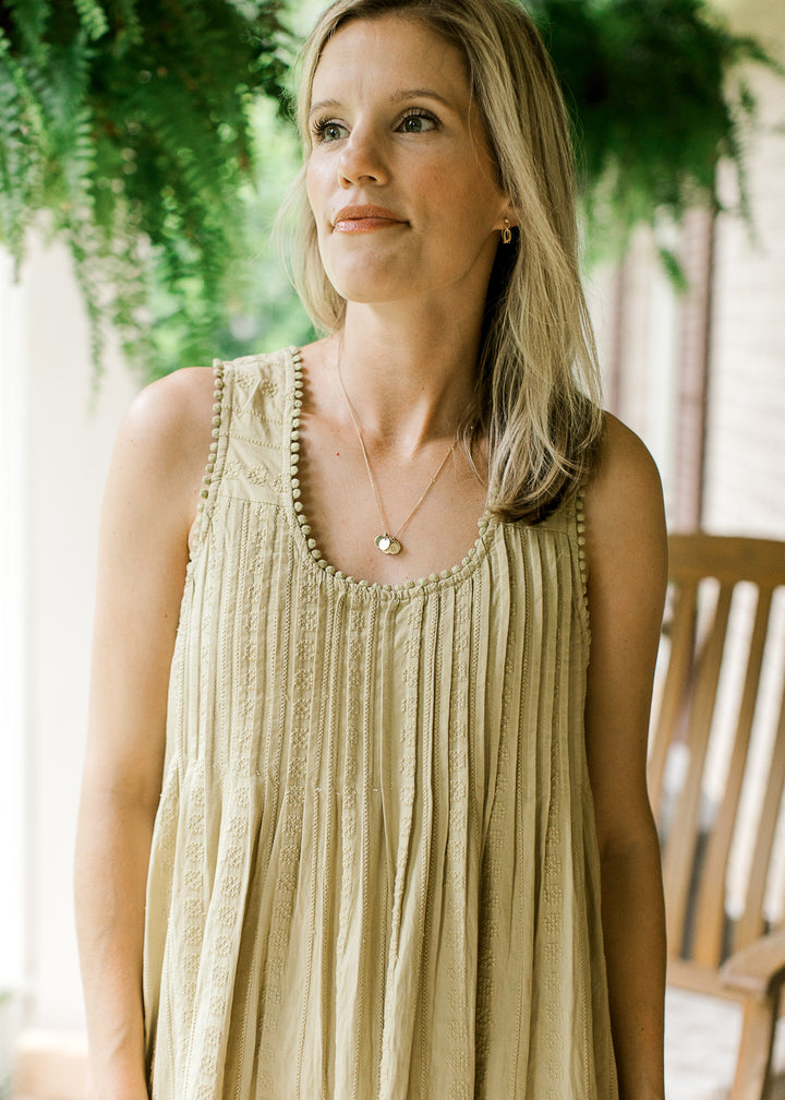 Pretty Pleats Embroidered Dress