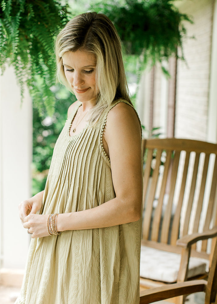 Pretty Pleats Embroidered Dress