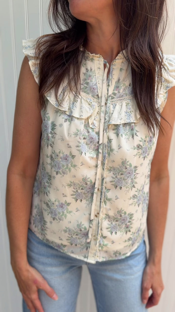 Tenley Blue Floral Blouse