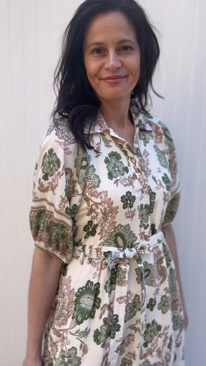Green and Cream Dress