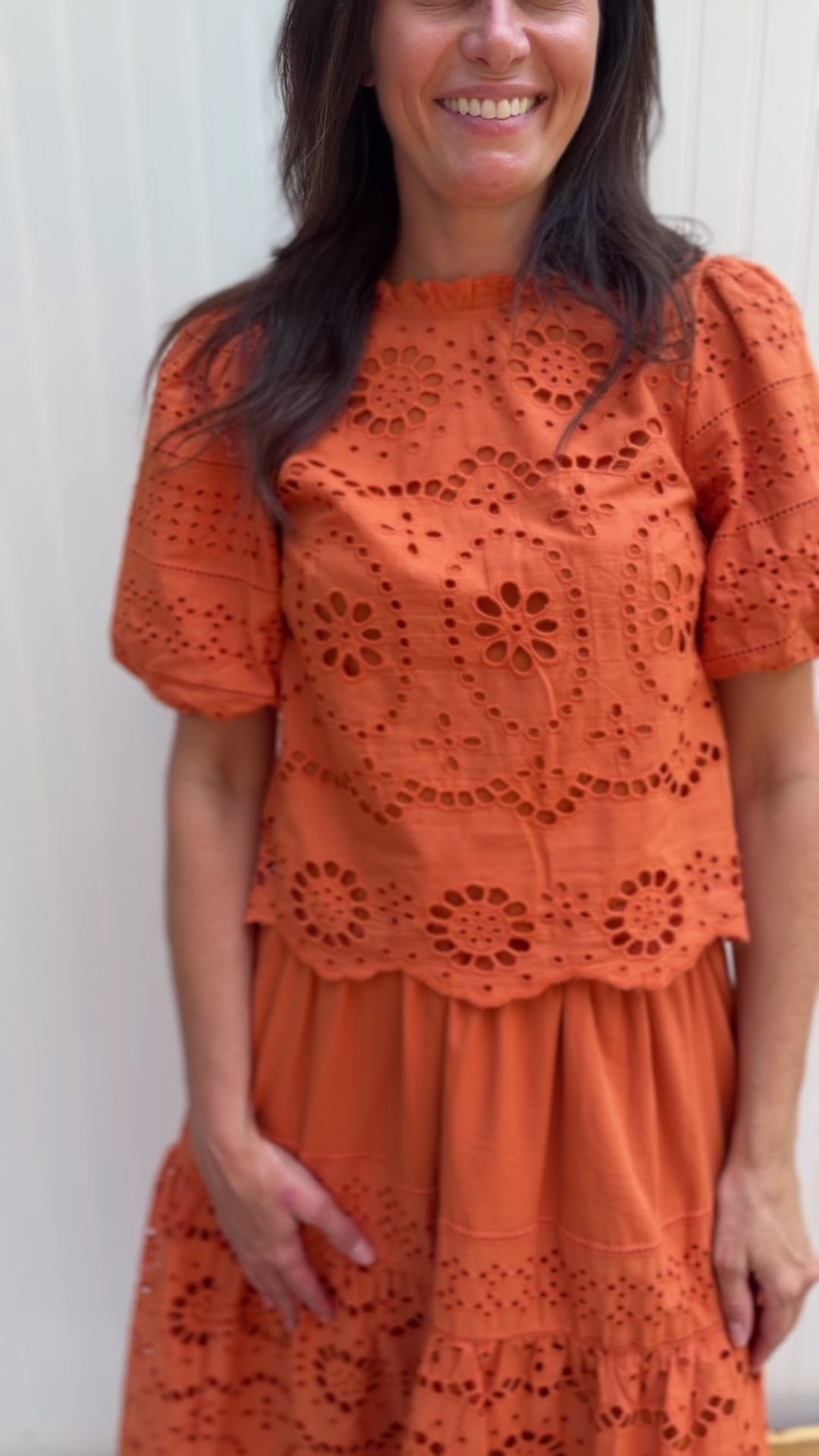 Burnt Orange Cut Lace Set