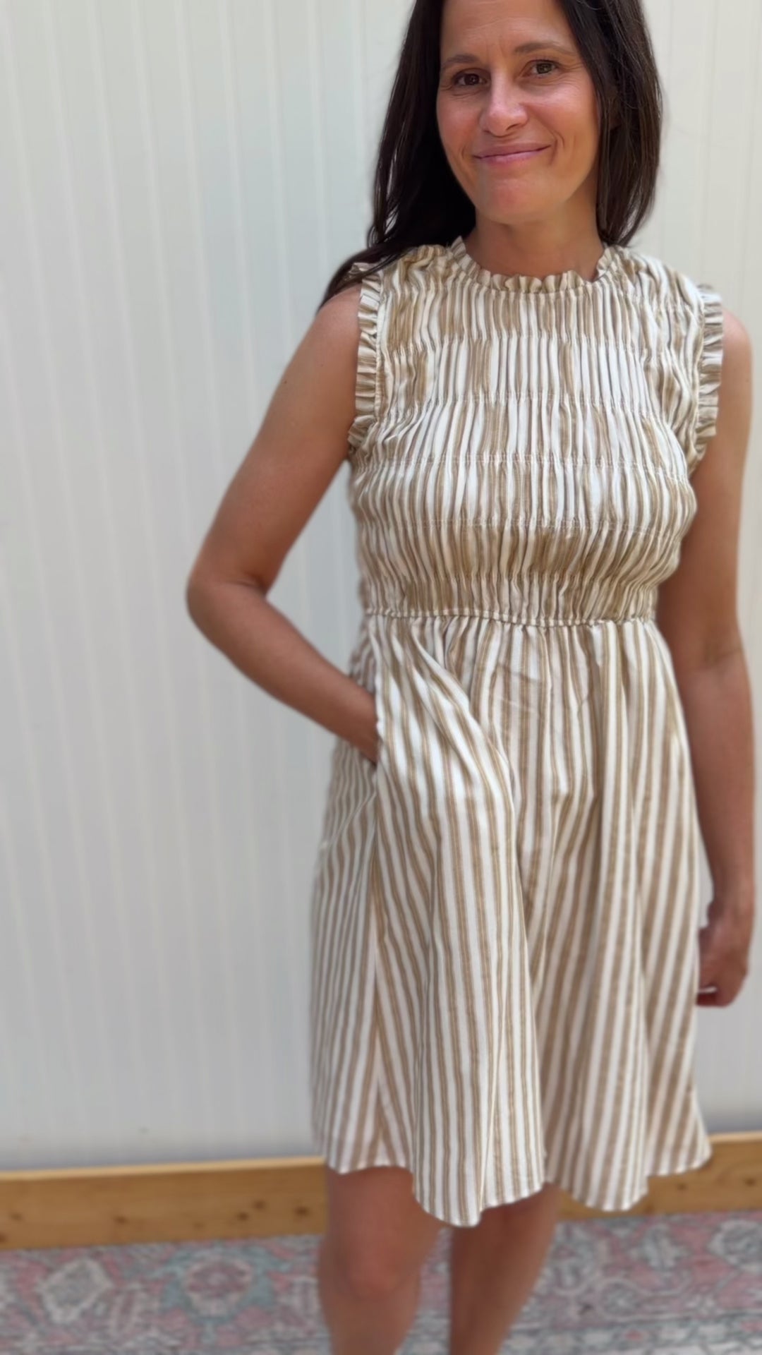 Camilla Tan and Ivory Stripe Dress