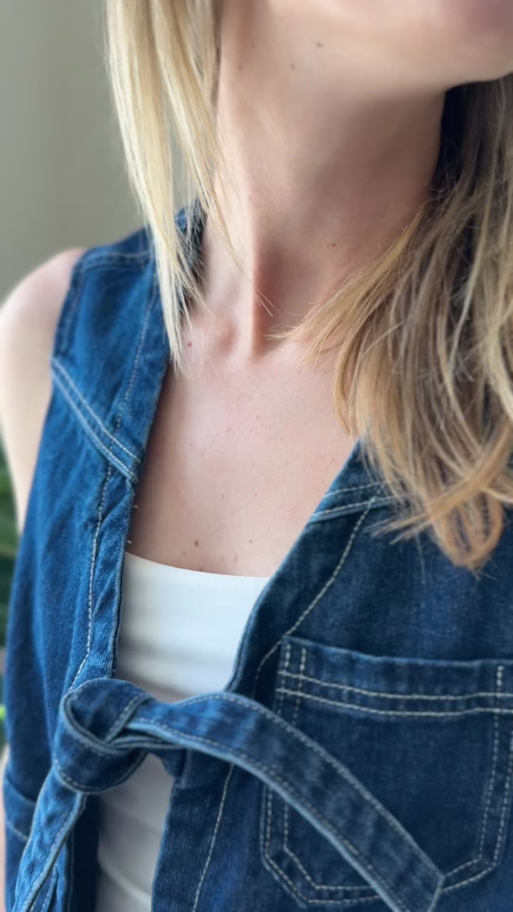 Denim Tie Vest in Inkwell