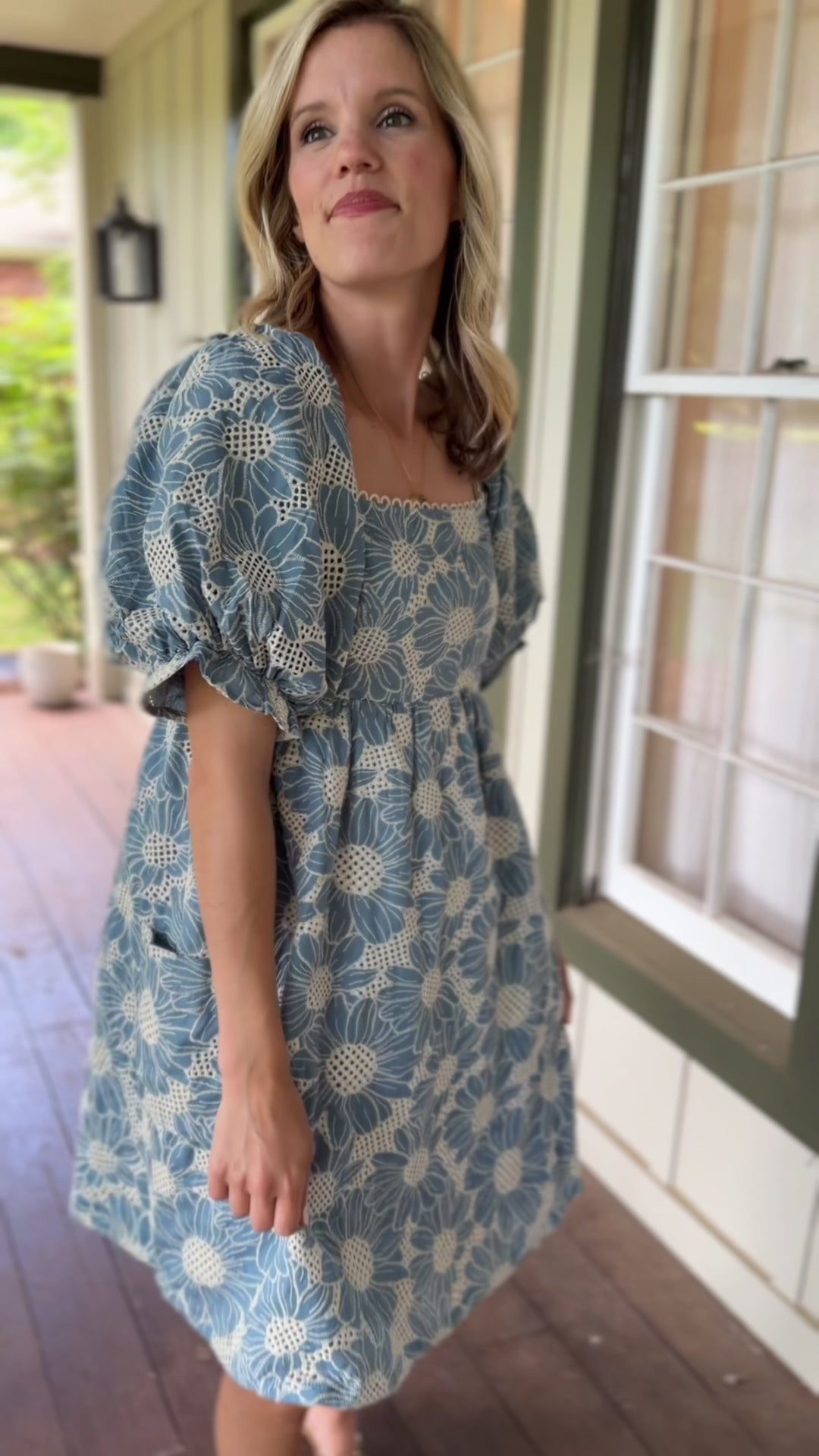Vintage Blue Embroidered Dress