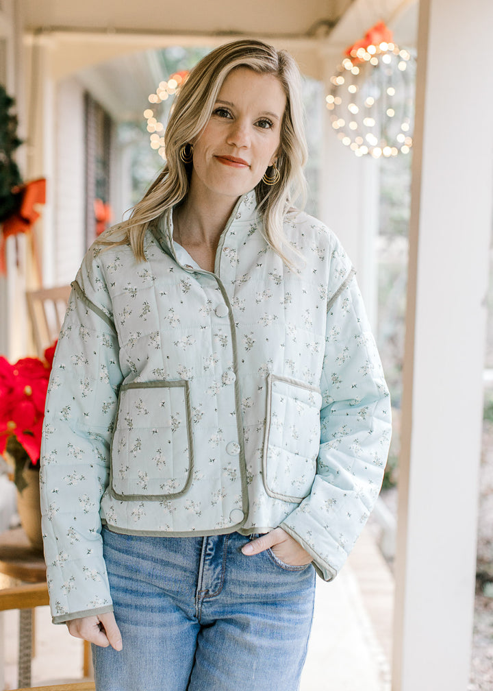 Quilted Floral Puffer Jacket