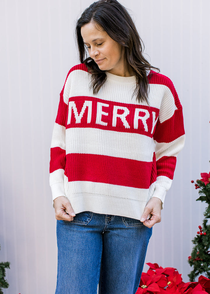 Red Stripe Merry Sweater