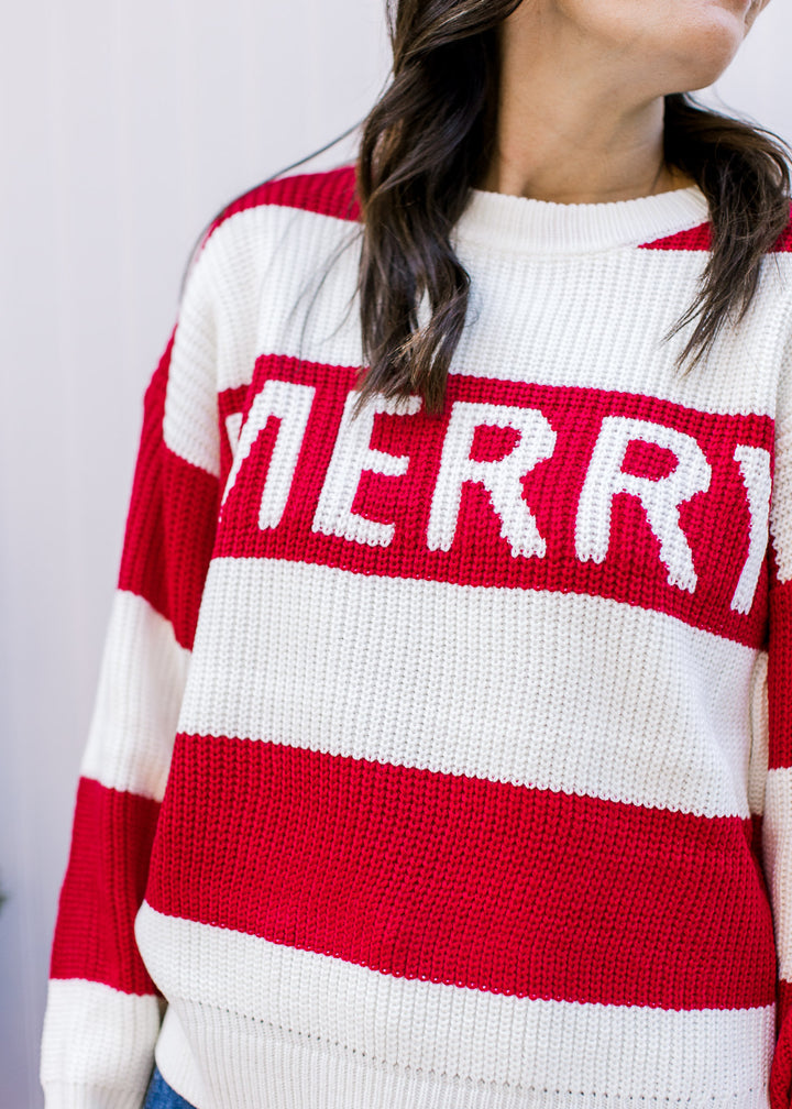 Red Stripe Merry Sweater