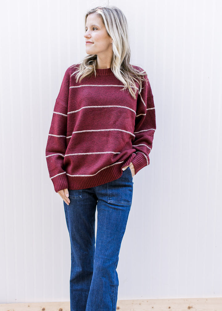 Red Wood Stripe Sweater