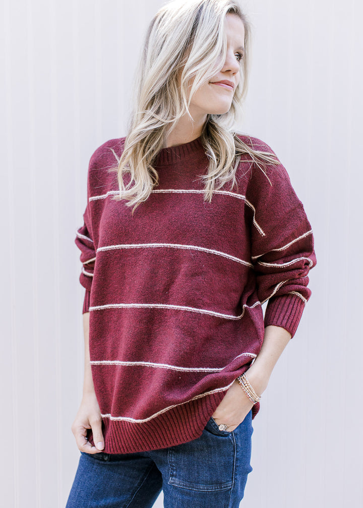 Red Wood Stripe Sweater