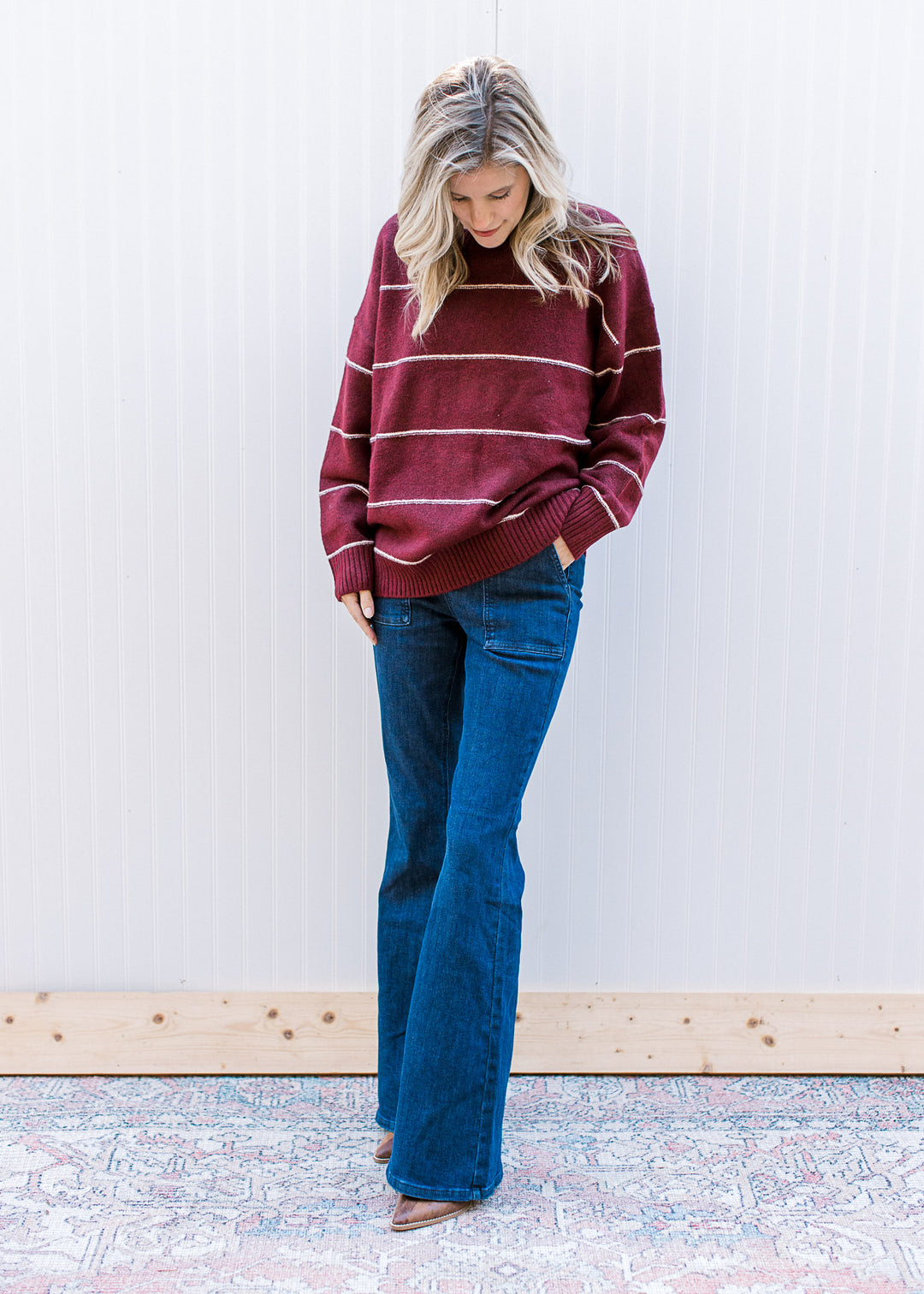 Red Wood Stripe Sweater