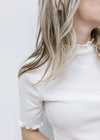 Ribbed Ruffle Tee in Ivory
