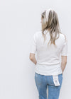 Ribbed Ruffle Tee in Ivory