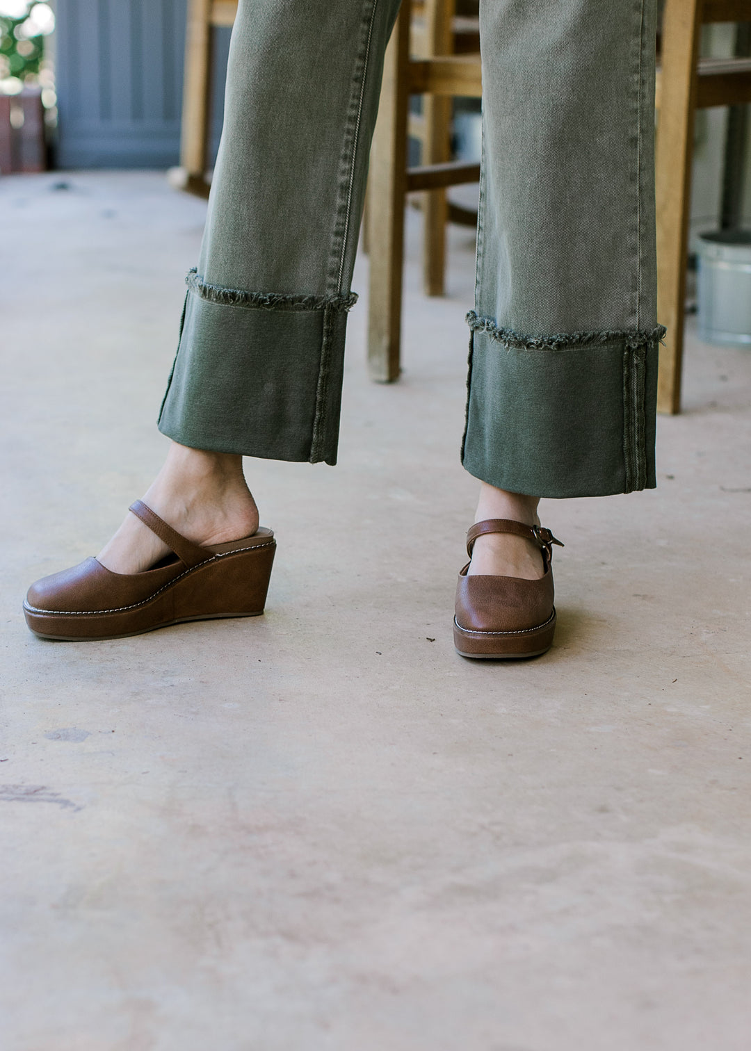 Risen Olive Cuff Wide Leg Jean