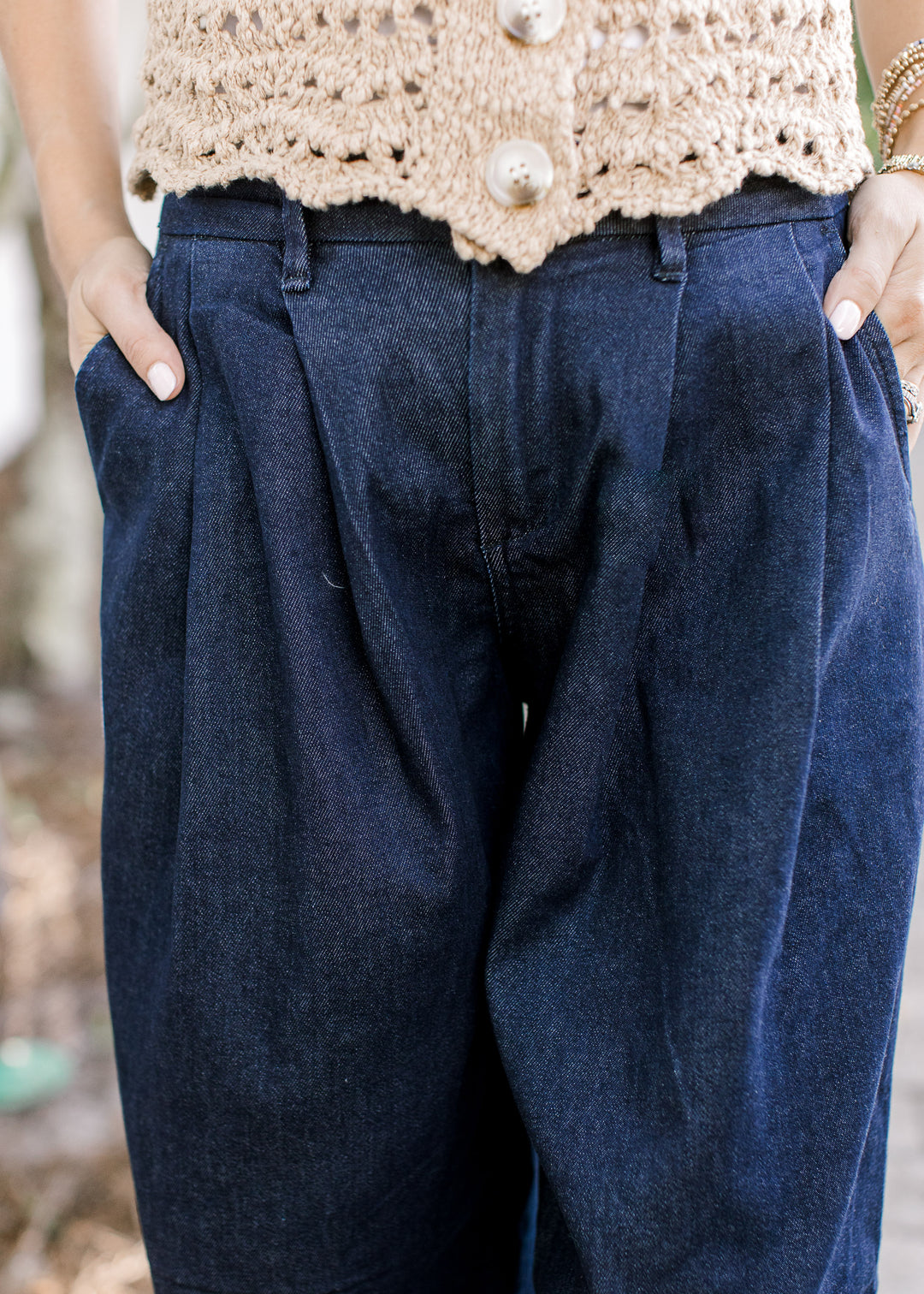 Risen Dark Wash Palazzo Jeans