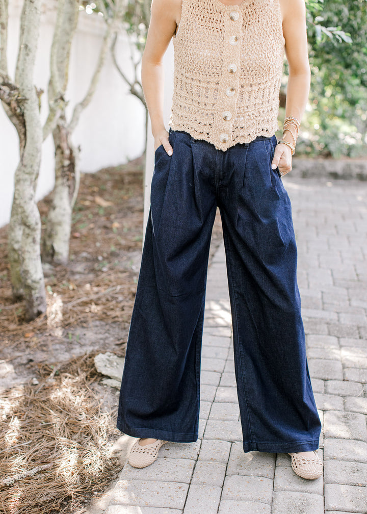 Risen Dark Wash Palazzo Jeans