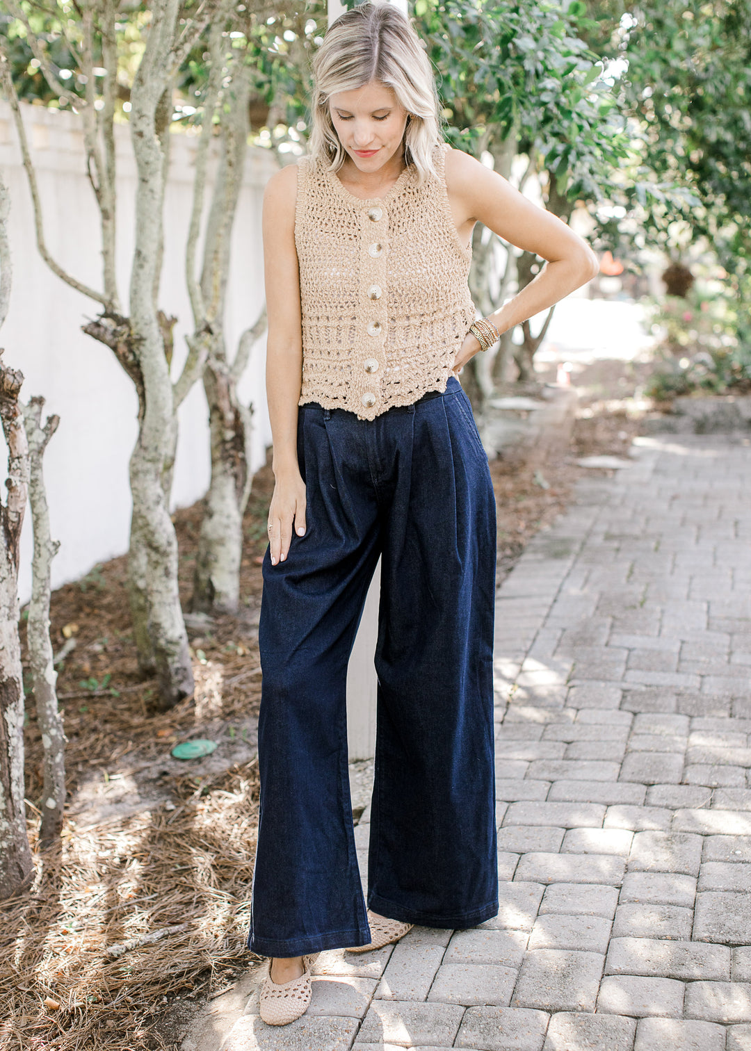 Risen Dark Wash Palazzo Jeans