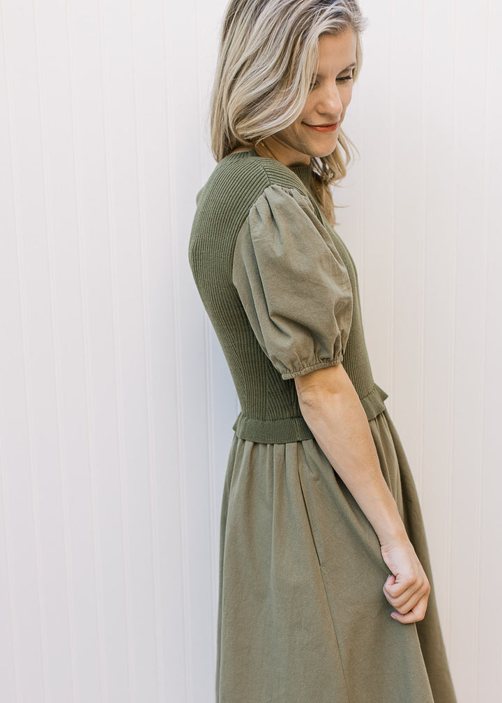 The Rosalie Dress in Dusty Olive