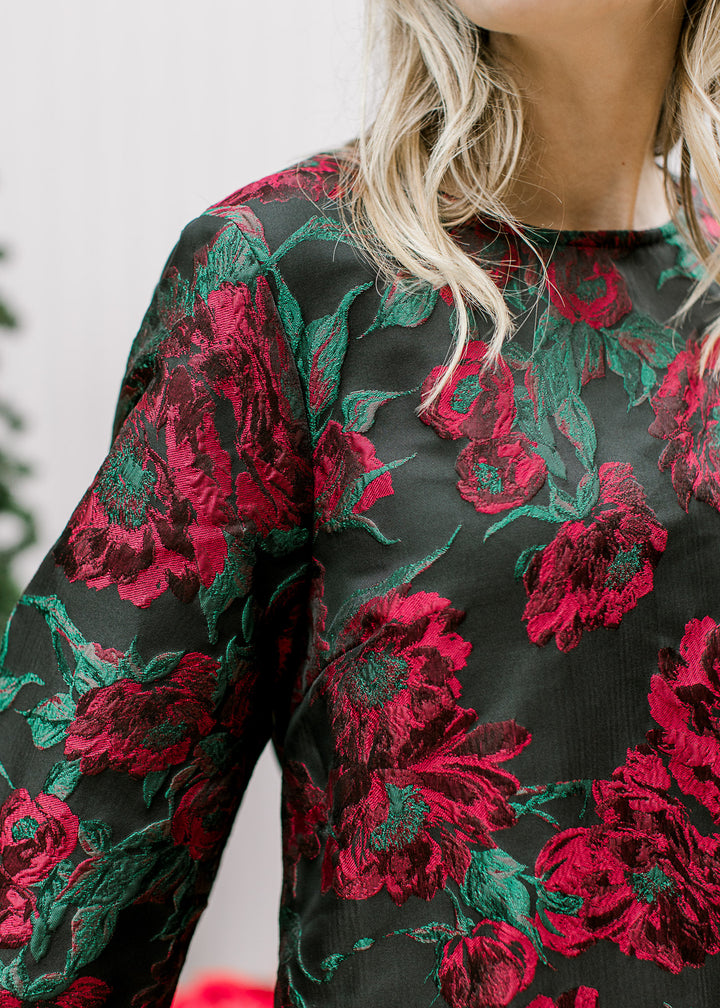 Roses are Red Brocade Dress