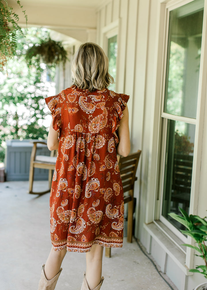 Rust Floral Fall Dress