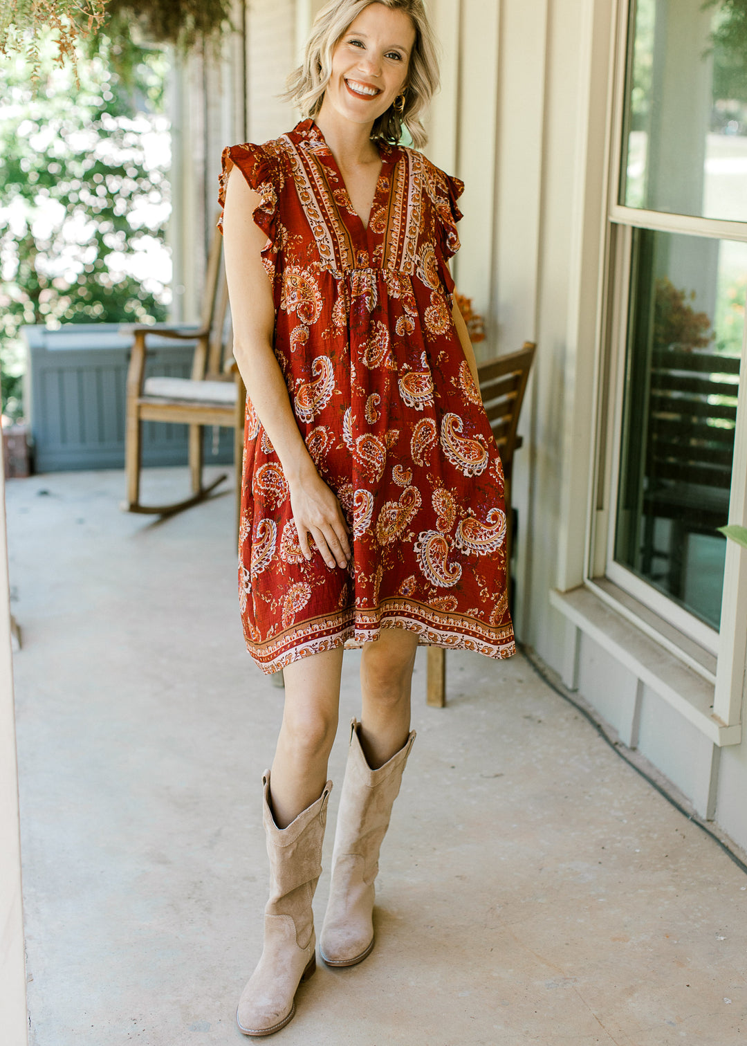Rust Floral Fall Dress